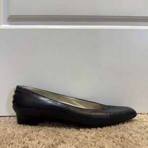 Vintage Stuart Weitzman Shoes Womens 7.5 AAA Black Leather Block Heel Pumps 80s